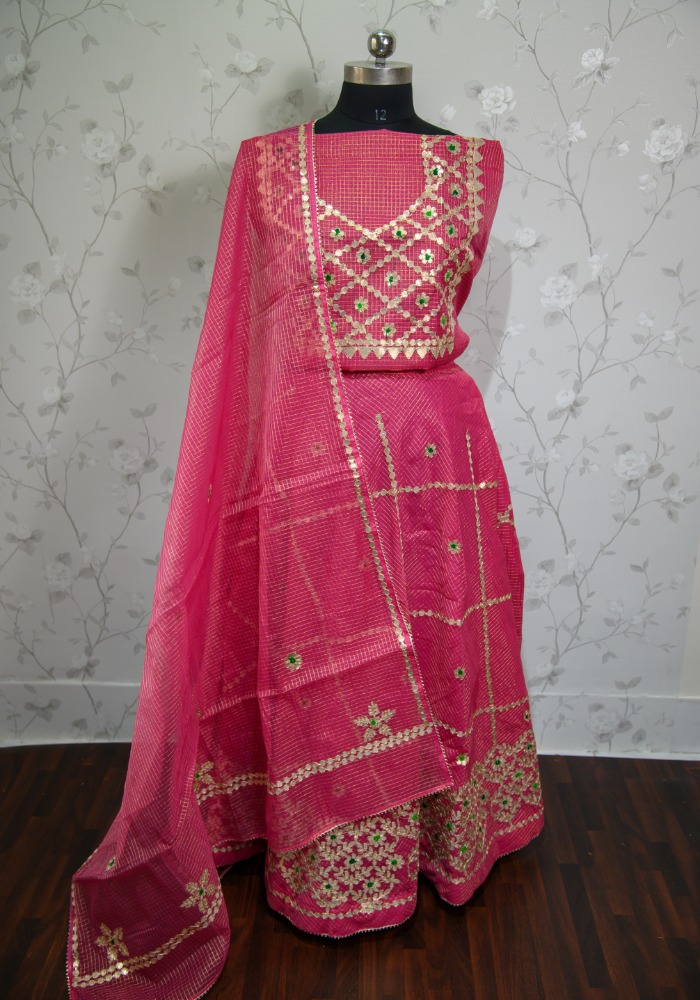 Pretty Pink Gotta work Lehenga - Shree Jain Jari Store